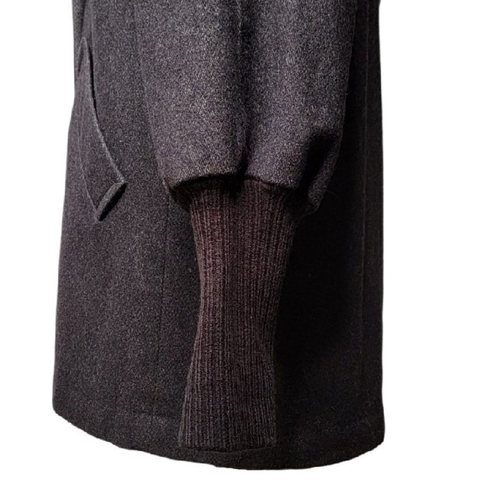 Jofeld Dark Gray Wool Peacoat with Rib Knit Cuffs - Size M - Picture 5 of 6